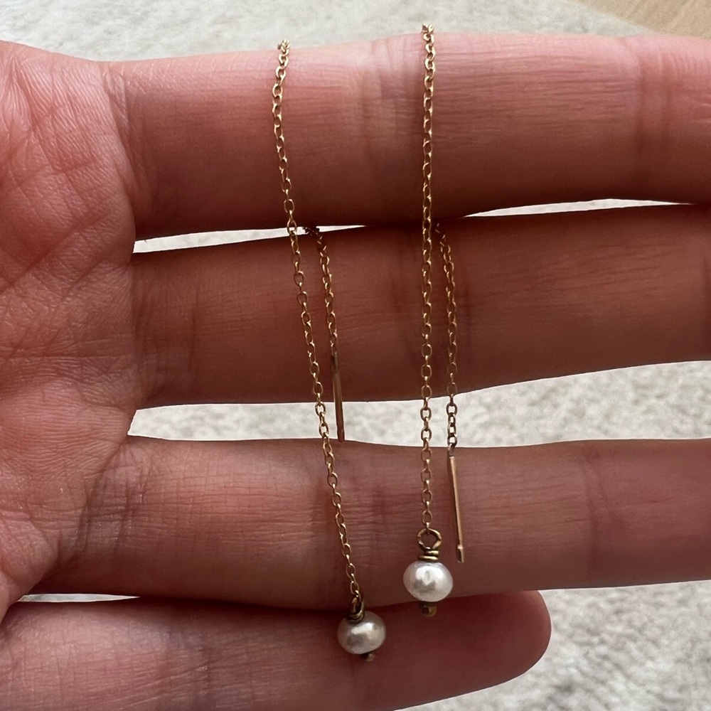 Gold Chain Cynthia Rybakoff Dainty Pearl Dangle Chain Earrings